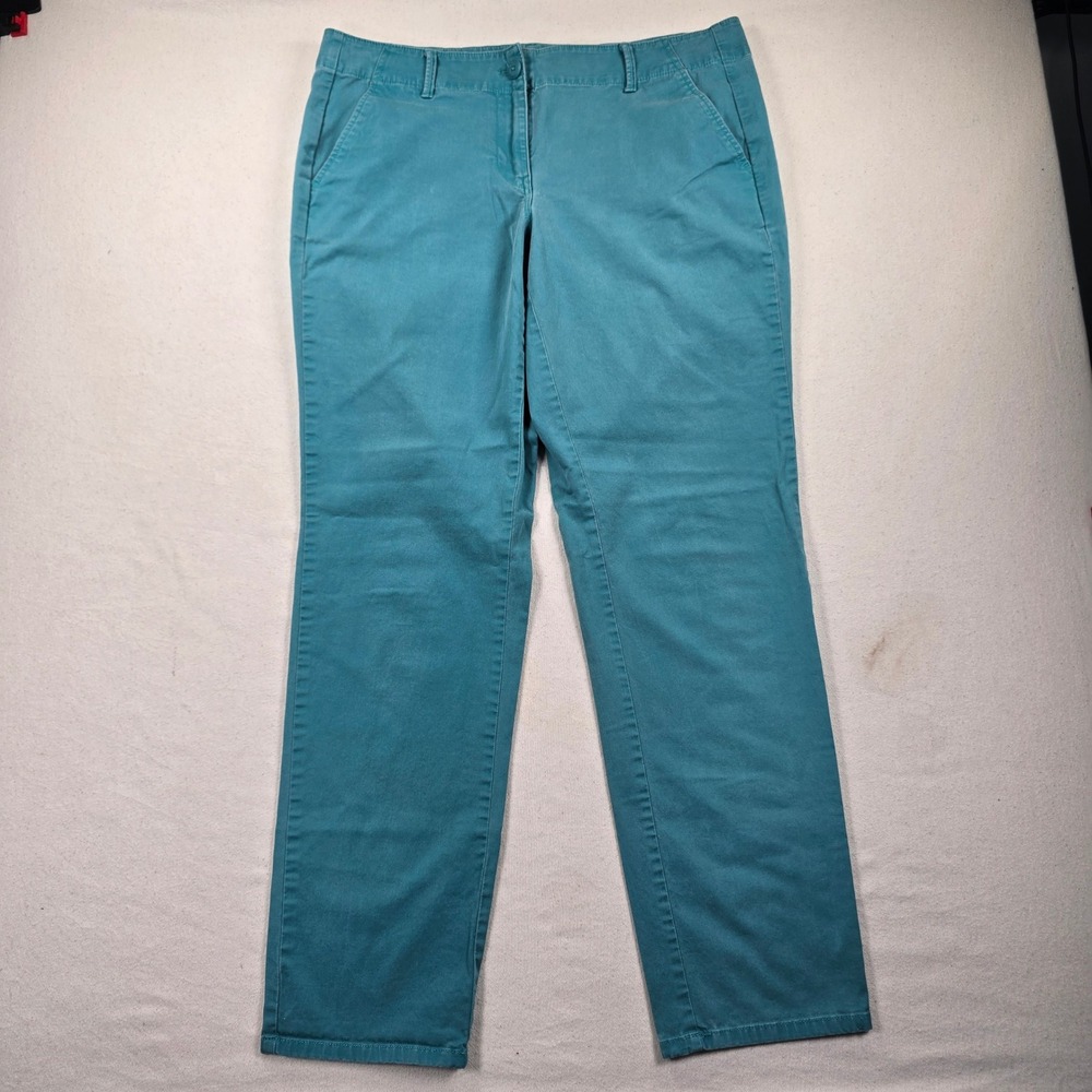 Ann Taylor LOFT Modern Straight Pants Womens 10 Teal Blue Green Chino Trousers